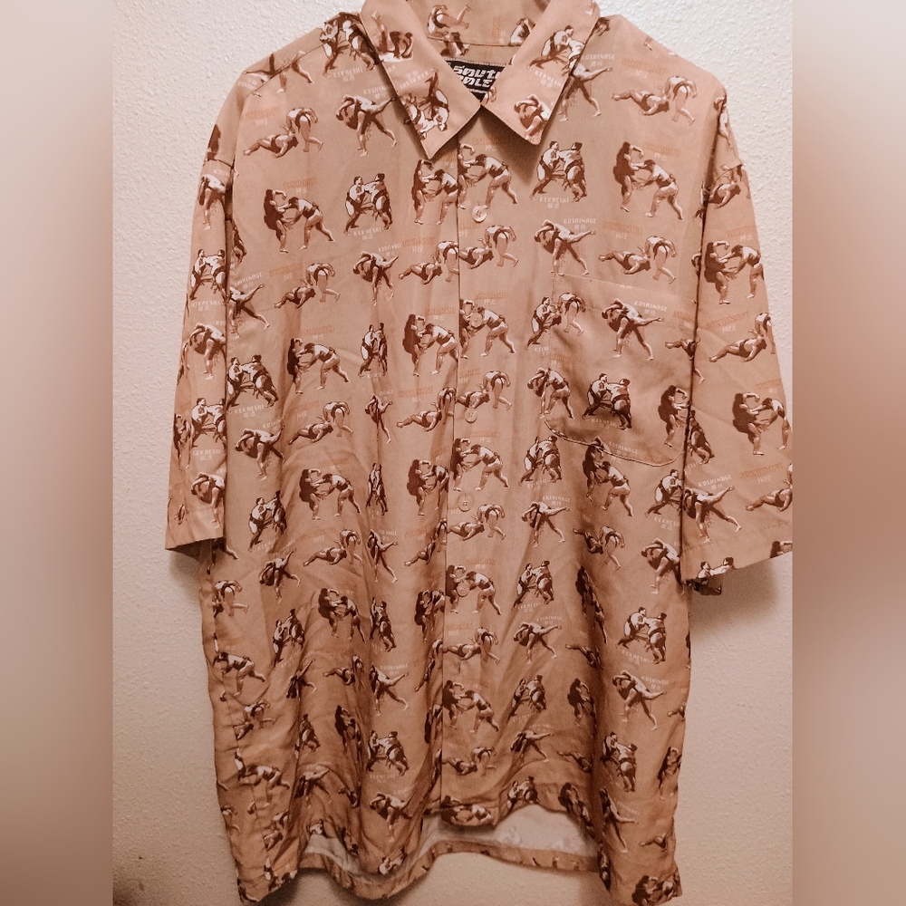 Southpole Shirt Mens Larg  Japanese Sumo Wrestling Print